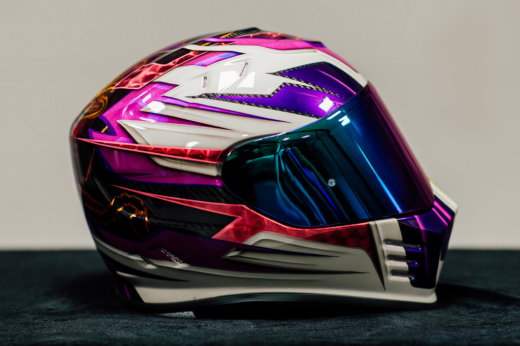 crazy motorcycle helmets livery Full Face Helmet - White Graffiti Custom Red Bull Motorcycle Helmet