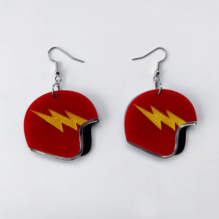 flash lightning bolt motorcycle helmet Motorcycle Helmet Earrings – Pittsburgh Moto – Pittsburgh's Custom Motorcycle Culture